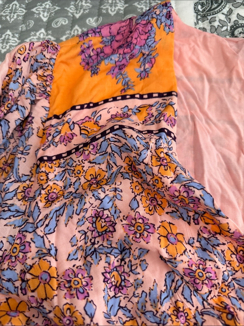 Free People Mixin It Up Mini Dress in Peach Combo - NWT - Picture 9 of 11